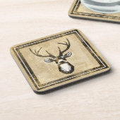 Sand-Camouflagegrunge-Rotwild-Dollar-Untersetzer Untersetzer (Linke Seite)