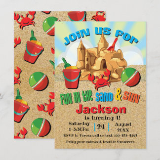 Sand Castle Beach Einladung zum Geburtstag