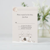 Sand Castle Beach Theme Wedding RSVP Karte (Stehend Vorderseite)