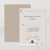 Sand Castle Beach Theme Wedding RSVP Karte (Vorne/Hinten)