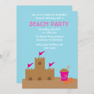 Sand Castle Beach und Summer Birthday Party Einladung