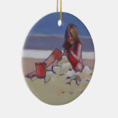 Sand Child Niedliches kleines Mädchen am Strand sp Keramikornament (Rechts)