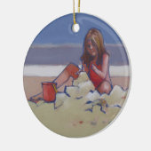 Sand Child Niedliches kleines Mädchen am Strand sp Keramikornament (Links)