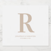 Sand Colored Wedding Monogram Schaumweinetikett (Einzelnes Label)