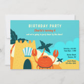 Sand Crab Birthday Party Einladung (Vorderseite)