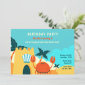 Sand Crab Birthday Party Einladung (Stehend Vorderseite)
