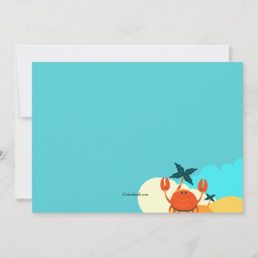 Sand Crab Birthday Party Einladung (Rückseite)