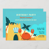 Sand Crab Birthday Party Einladung (Vorne/Hinten)