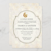 Sand Damask Nautilus Muschel Ocean Beach Nautic Einladung (Vorne/Hinten)