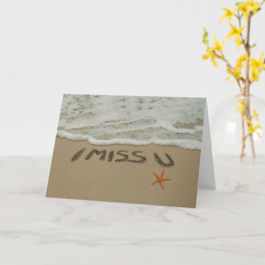 Sand, der du fehlst mir am Strand schreibt Karte (Gelbe Blume)