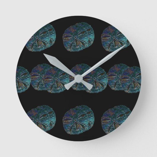 Sand Dollar Abstrakt Künstlerisch Blue Black Gift Runde Wanduhr (Vorderseite)