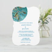 Sand Dollar Aquamariner Künstlerischer Strand Schö Einladung (Stehend Vorderseite)