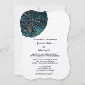 Sand Dollar Art Abstrakt Beach Wedding Blue Silver Einladung (Vorderseite)
