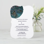 Sand Dollar Art Abstrakt Beach Wedding Blue Silver Einladung (Stehend Vorderseite)