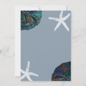 Sand Dollar Art Seashell Dusty Blue Beach Hochzeit Einladung (Rückseite)