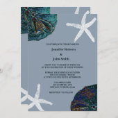Sand Dollar Art Seashell Dusty Blue Beach Hochzeit Einladung (Vorne/Hinten)