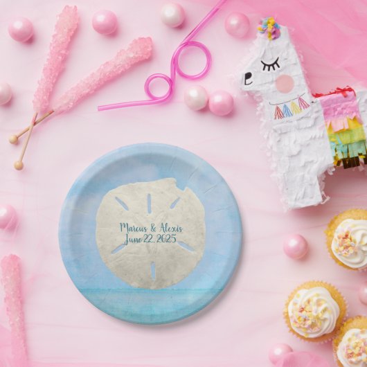 Sand-Dollar auf Aquarellmeeren Pappteller (Party)