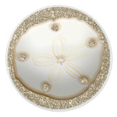 Sand Dollar auf funkelnd goldfarbenem Sandstrand Keramikknauf (Vorderseite)