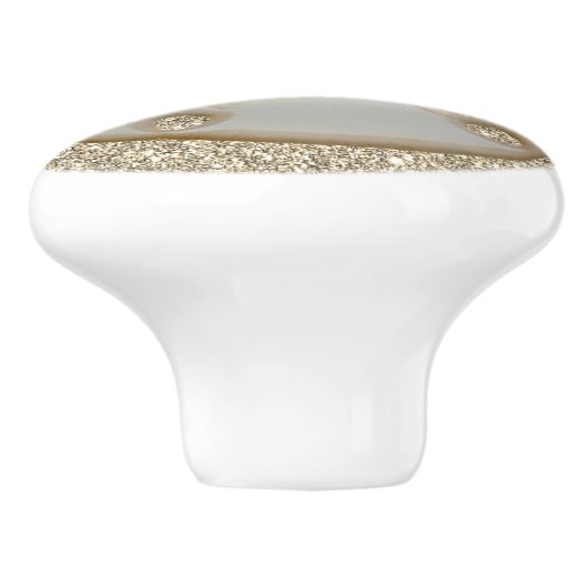 Sand Dollar auf funkelnd goldfarbenem Sandstrand Keramikknauf (Seitenansicht)