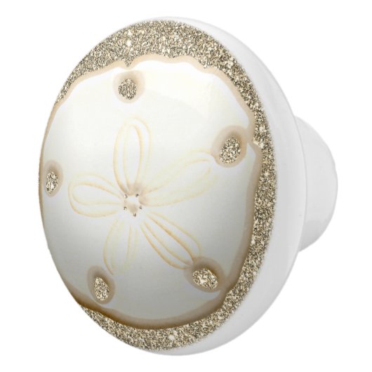 Sand Dollar auf funkelnd goldfarbenem Sandstrand Keramikknauf (Rechts)