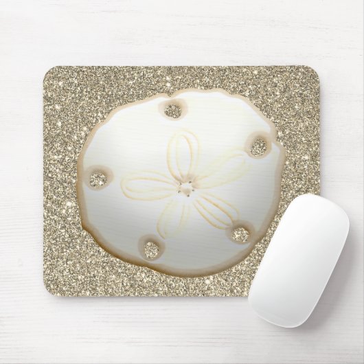 Sand Dollar auf funkelnd goldfarbenem Sandstrand Mousepad (Mit Mouse)