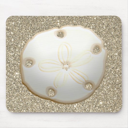 Sand Dollar auf funkelnd goldfarbenem Sandstrand Mousepad (Vorne)