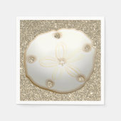 Sand Dollar auf funkelnd goldfarbenem Sandstrand Serviette (Vorderseite)