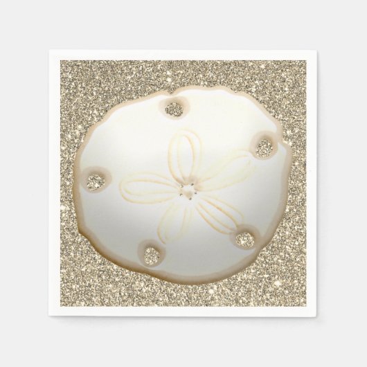 Sand Dollar auf funkelnd goldfarbenem Sandstrand Serviette (Vorderseite)