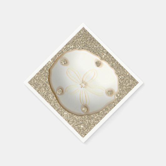 Sand Dollar auf funkelnd goldfarbenem Sandstrand Serviette (Ecke)