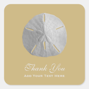Sand Dollar auf Gold Vielen Dank Quadratischer Aufkleber
