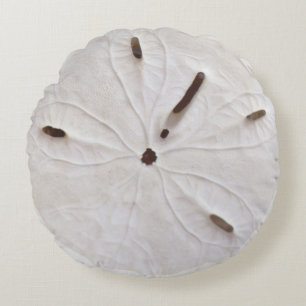 Sand Dollar Beach Coastal White Gray Trendy Cotton Rundes Kissen