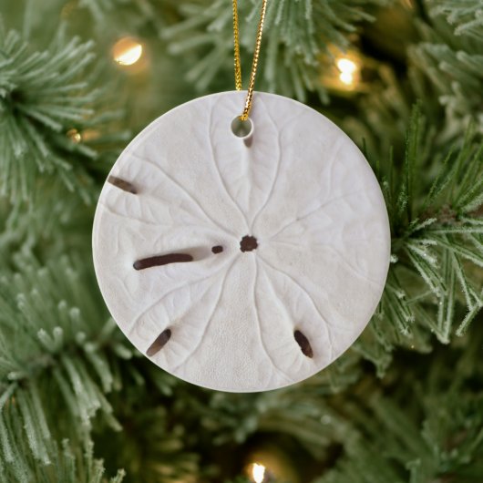 Sand Dollar Beach Coastal White Round Trendy 2020 Keramik Ornament (Baum)