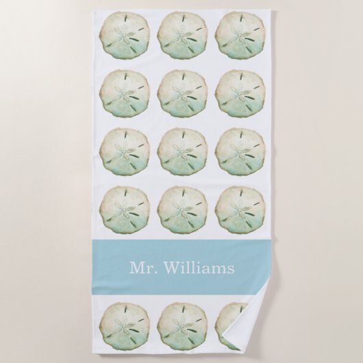 Sand Dollar Beach Custom Name Strandtuch (Vorderseite)