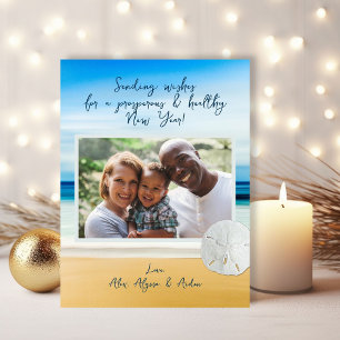 Sand Dollar Beach Happy New Year Foto Postkarte