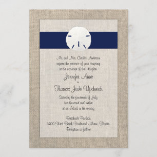 Sand Dollar Beach Hochzeit Einladung Marine Blue