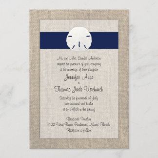 Sand Dollar Beach Hochzeit Einladung Marine Blue