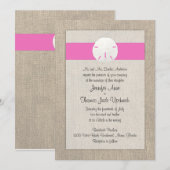 Sand Dollar Beach Hochzeit - Rosa Einladung (Vorne/Hinten)