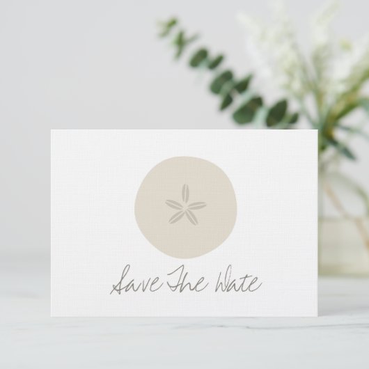 Sand Dollar Beach Hochzeit Save the Date (Stehend Vorderseite)