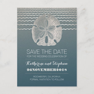 Sand Dollar Beach Hochzeit Save the Date Porstcard Ankündigungspostkarte