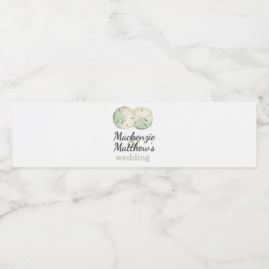 Sand Dollar Beach Hochzeit Wasserflaschenetikett (Einzelnes Label)