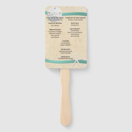 Sand Dollar Beach Hochzeitsprogramm Fans Fächer (Rückseite)