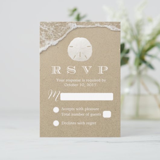 Sand-Dollar-Beach-Hochzeitsreaktion UAWG RSVP Karte (Stehend Vorderseite)