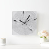Sand Dollar Beach Küste Schwarz-weiß Trendy Cool Quadratische Wanduhr (Zuhause)