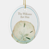 Sand Dollar Beach Name & Anniversary Keramik Ornament (Rechts)