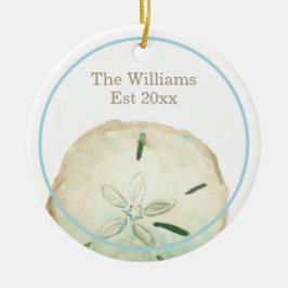 Sand Dollar Beach Name & Anniversary Keramik Ornament