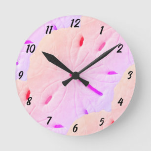 Sand Dollar Beach Pink Lila Kunst Abstraktes Gesch Runde Wanduhr