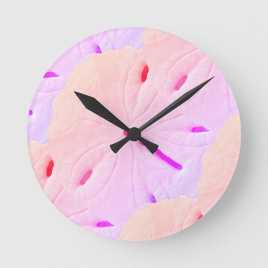 Sand Dollar Beach Pink Lila Ombre Art Abstrakt Runde Wanduhr (Vorderseite)