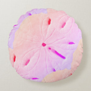 Sand Dollar Beach Pink Lila Ombre Art Abstrakt Rundes Kissen
