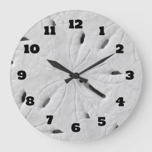 Sand Dollar Beach Seashells Strand Schwarz-weiß Co Große Wanduhr