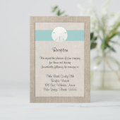 Sand Dollar Beach Wedding Empfang Card Begleitkarte (Stehend Vorderseite)